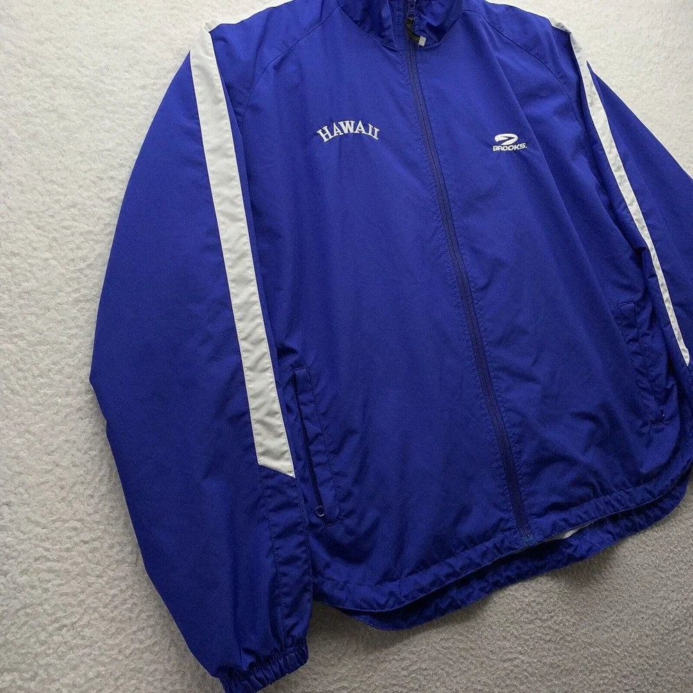 Brooks Hawaii Windbreaker Mens Large L Vented Mesh Blue‎ White Running Athletic